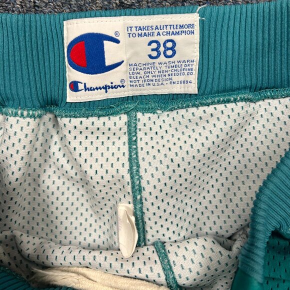Vintage 90s Charlotte Hornets NBA Champion Athletics Basketball Shorts Sz 38 - Picture 4 of 9